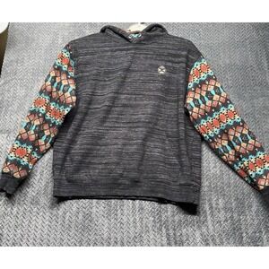 Hooey Hoodie Men's M Gray Sweatshirt Western Aztec Southwestern Cowboy Pullover